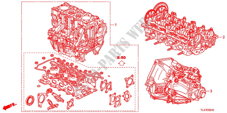 CONJ. DE MOTOR/ENS. DE TRANSMISION(DIESEL) para Honda ACCORD TOURER 2.2 ES-GT 5 Puertas 6 velocidades manual 2009