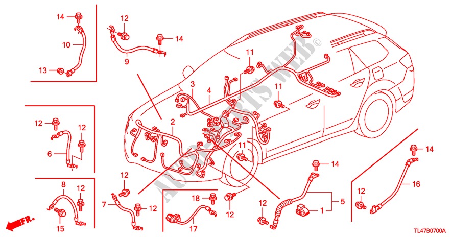 CONJUNTO DE ALAMBRES(1) (LH) para Honda ACCORD TOURER 2.4 EXECUTIVE 5 Puertas 5 velocidades automática 2009