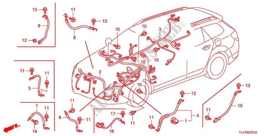 CONJUNTO DE ALAMBRES(1) (RH) para Honda ACCORD TOURER 2.2 ES-GT 5 Puertas 6 velocidades manual 2009