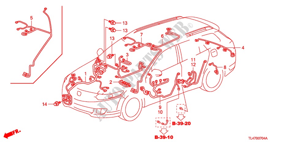 CONJUNTO DE ALAMBRES(3) (LH) para Honda ACCORD TOURER 2.4 EXECUTIVE 5 Puertas 5 velocidades automática 2009