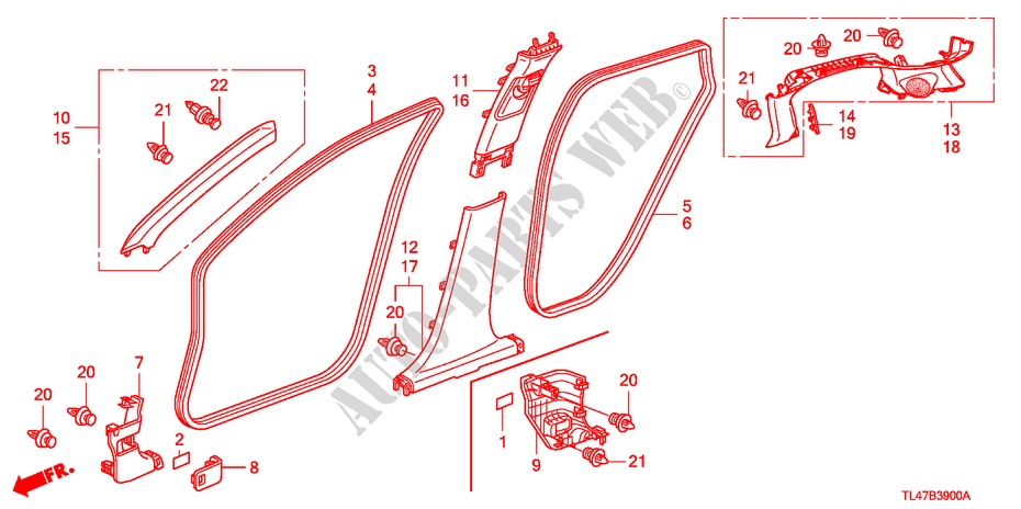 GUARNICION DE PILAR(LH) para Honda ACCORD TOURER 2.2 ELEGANCE 5 Puertas 6 velocidades manual 2009