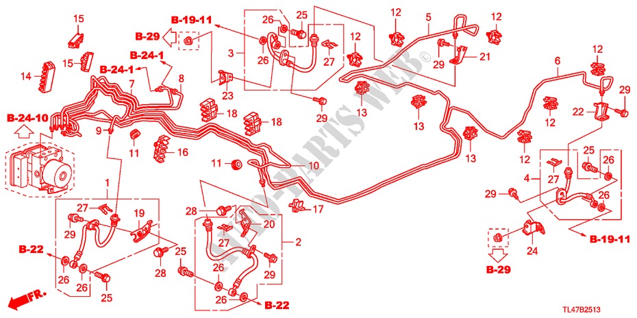 LINEAS DE FRENO(VSA) (DIESEL) (RH) para Honda ACCORD TOURER 2.2 ES-GT 5 Puertas 6 velocidades manual 2009