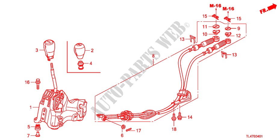 PALANCA DE CAMBIO (DIESEL) para Honda ACCORD TOURER 2.2 EX-GT 5 Puertas 6 velocidades manual 2009
