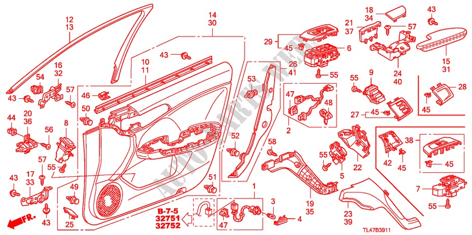 RECUBRIMIENTO DE PUERTA(RH) para Honda ACCORD TOURER 2.2 ES-GT 5 Puertas 6 velocidades manual 2009