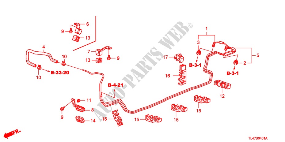 TUBERIA DE COMBUSTIBLE(DIESEL) (MT) para Honda ACCORD TOURER 2.2 ELEGANCE 5 Puertas 6 velocidades manual 2009