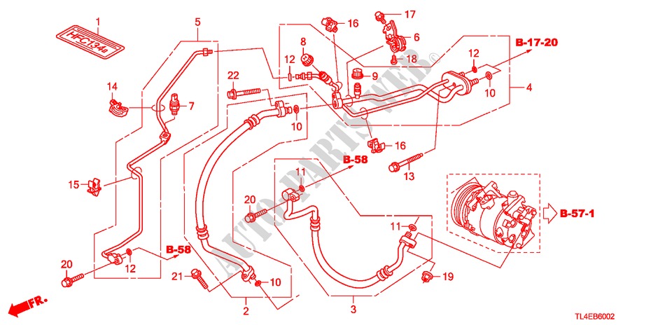 ACONDICIONADOR DE AIRE(MANGUERAS/TUBERIAS)(2.4L)(LH) para Honda ACCORD TOURER 2.4 EXECUTIVE 5 Puertas 6 velocidades manual 2010