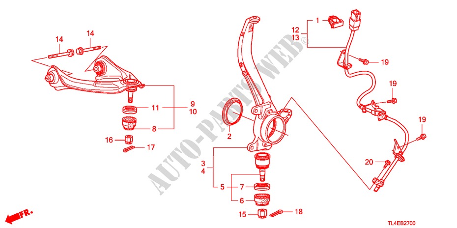ARTICULACION DELANTERA para Honda ACCORD TOURER 2.4 EXECUTIVE 5 Puertas 6 velocidades manual 2010