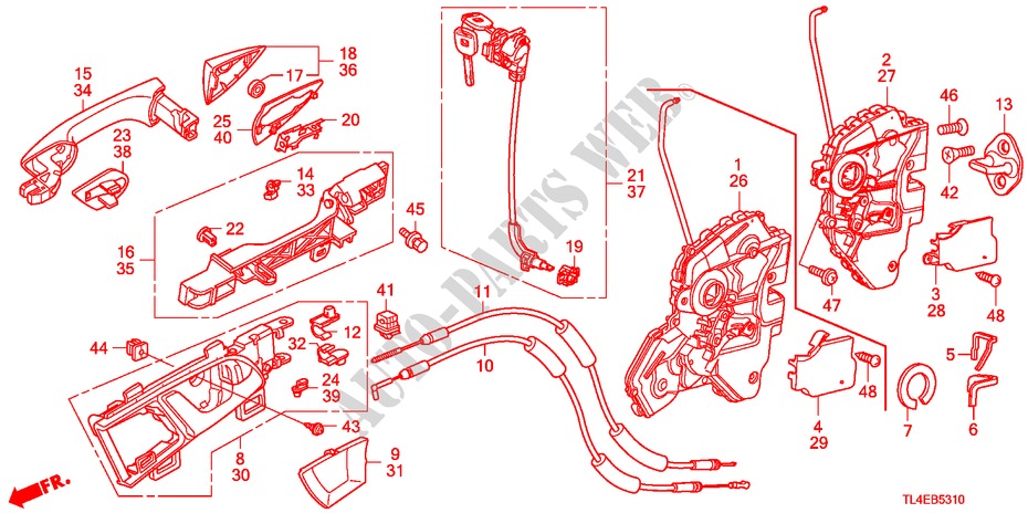 CERRADURAS DE PUERTA DEL./MANIJA EXTERIOR para Honda ACCORD TOURER 2.4 EXECUTIVE 5 Puertas 6 velocidades manual 2010