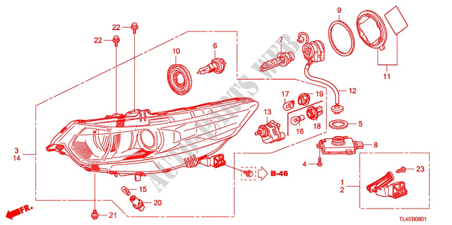 FARO DELANTERO(HID) para Honda ACCORD TOURER 2.4 EXECUTIVE 5 Puertas 6 velocidades manual 2010