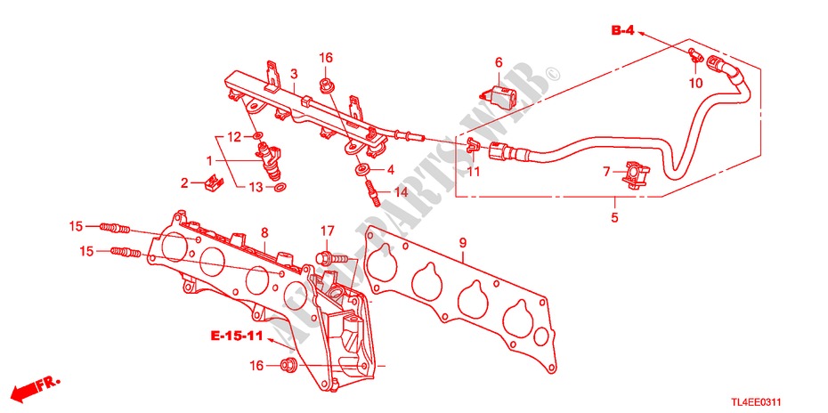 INYECTOR DE COMBUSTIBLE(2.4L) para Honda ACCORD TOURER 2.4 EXECUTIVE 5 Puertas 6 velocidades manual 2010