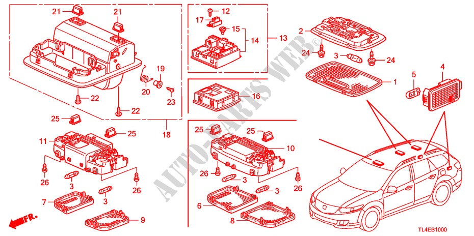 LUZ INTERIOR(1) para Honda ACCORD TOURER 2.2 ELEGANCE PTG 5 Puertas 6 velocidades manual 2011