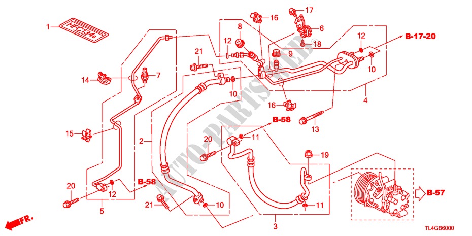 ACONDICIONADOR DE AIRE(MANGUERAS/TUBERIAS)(2.0L)(LH) para Honda ACCORD TOURER 2.0 COMFOT 5 Puertas 6 velocidades manual 2012