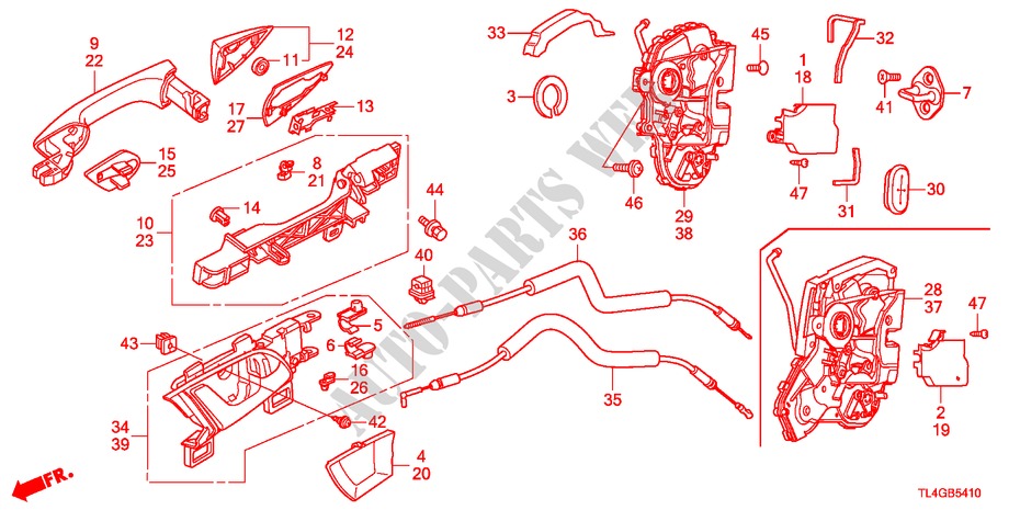 CERRADURAS PUERTA TRAS./MANIJA EXTERIOR para Honda ACCORD TOURER 2.0 COMFOT 5 Puertas 6 velocidades manual 2012