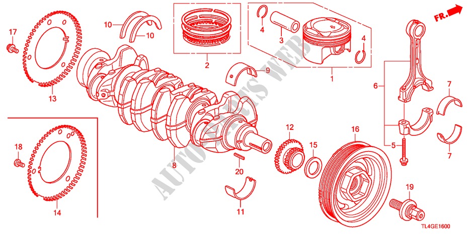 CIGUENAL/PISTON para Honda ACCORD TOURER 2.0 COMFOT 5 Puertas 6 velocidades manual 2012