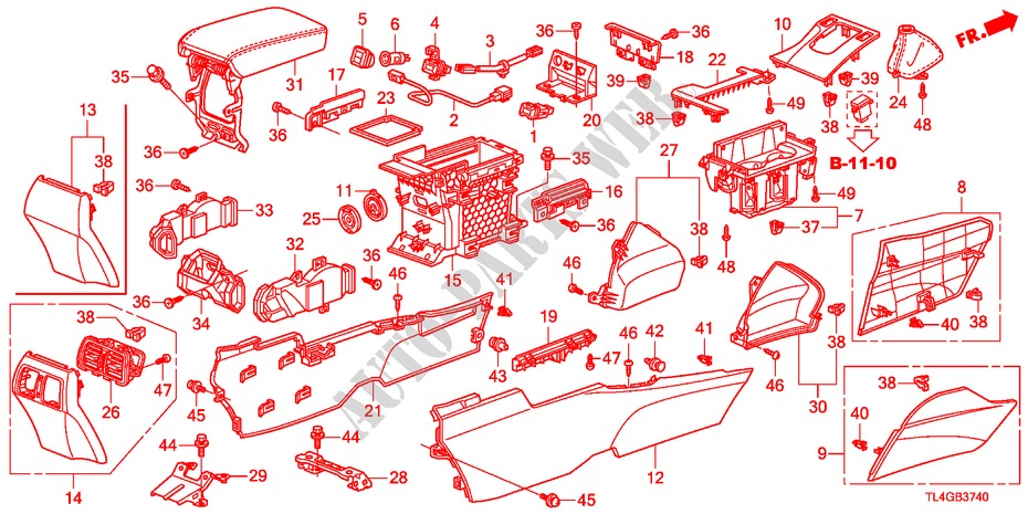 CONSOLA(LH) para Honda ACCORD TOURER 2.4 S 5 Puertas 6 velocidades manual 2012