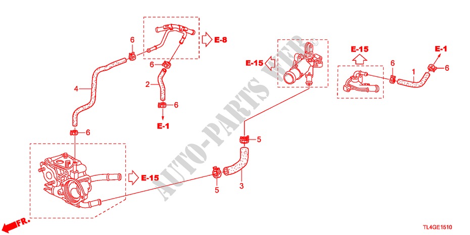 MANGUERA DE AGUA(2.0L) para Honda ACCORD TOURER 2.0 COMFOT 5 Puertas 6 velocidades manual 2012