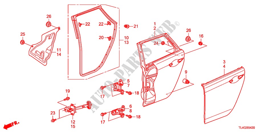 PANELES DE PUERTA TRAS. para Honda ACCORD TOURER 2.0 COMFOT 5 Puertas 6 velocidades manual 2012