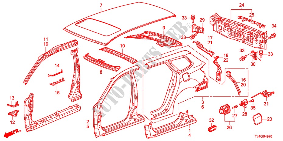 PANELES EXTERIORES/PANEL TRASERO para Honda ACCORD TOURER 2.0 COMFOT 5 Puertas 6 velocidades manual 2012