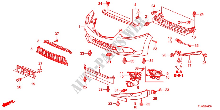 PARAGOLPES DELANTERO para Honda ACCORD TOURER 2.0 COMFOT 5 Puertas 6 velocidades manual 2012