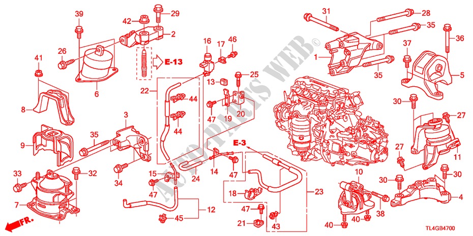 SOPORTES DE MOTOR(2.0L)(MT) para Honda ACCORD TOURER 2.0 COMFOT 5 Puertas 6 velocidades manual 2012