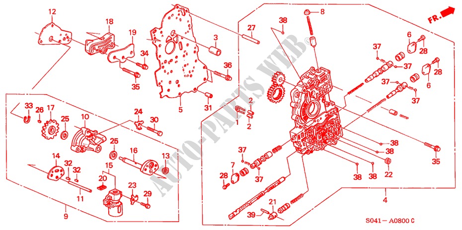 CUERPO VALVULA PRINCIPAL(S4MA) (1) para Honda CIVIC EXI 3 Puertas 4 velocidades automática 1996