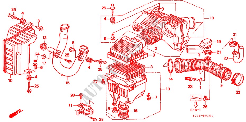 LIMPIADOR DE AIRE(SOHC VTEC) (DOHC VTEC) para Honda CIVIC VTI 4 Puertas 5 velocidades manual 1998