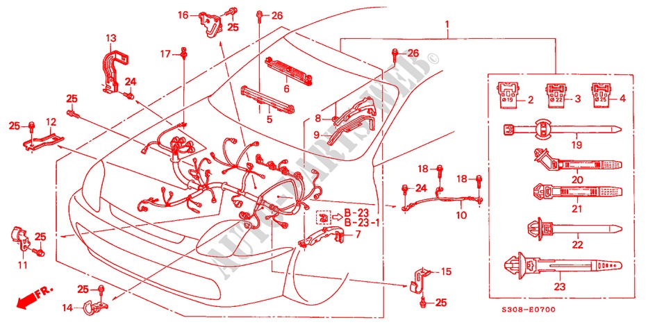 CONJ. DE CABLES DE MOTOR(LH) para Honda PRELUDE 2.0I 2 Puertas 5 velocidades manual 2000