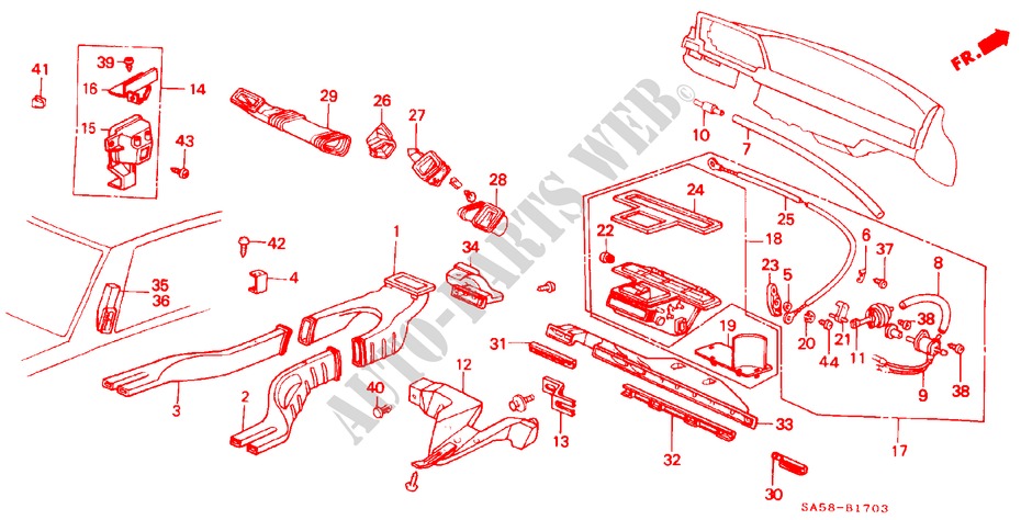 CONDUCTO DE CALEFACTOR para Honda ACCORD EX 4 Puertas 5 velocidades manual 1984