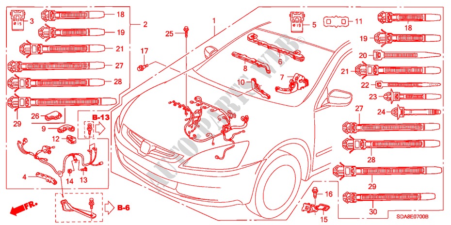 CONJ. DE CABLES DE MOTOR(L4) (LH) para Honda ACCORD VTIL 4 Puertas 5 velocidades manual 2006