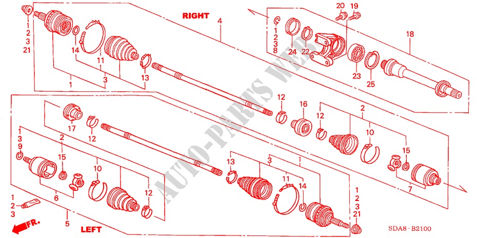 EJE DE IMPULSION DEL./EJE MEDIO(L4) (MT) para Honda ACCORD VTIL 4 Puertas 5 velocidades manual 2006