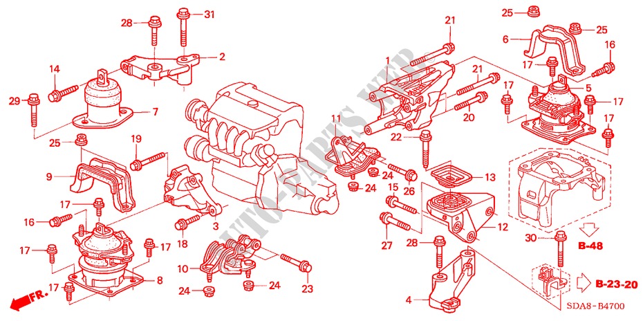 SOPORTES DE MOTOR(L4) (MT) para Honda ACCORD VTIL 4 Puertas 5 velocidades manual 2006