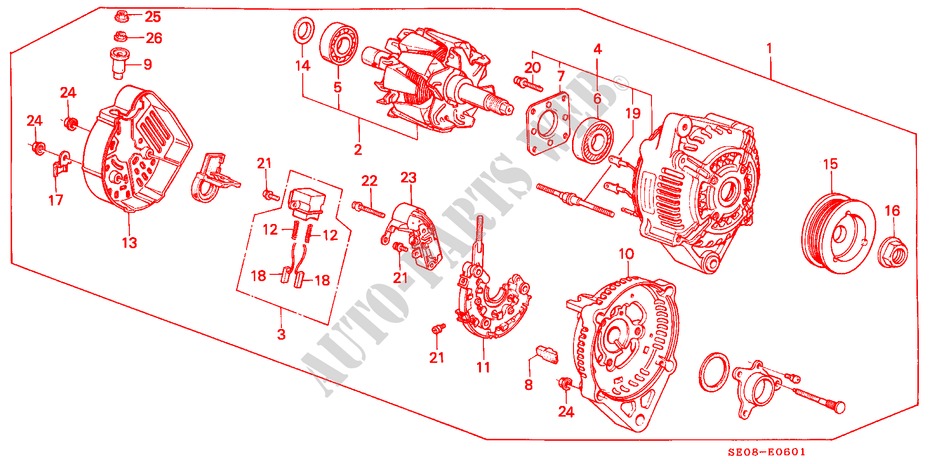 ALTERNADOR para Honda ACCORD STD 3 Puertas 5 velocidades manual 1986