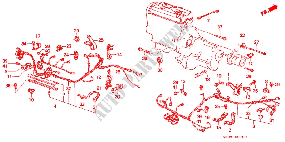 CABLE SECUNDARIO DE MOTOR/MAZO CABLES ABRAZADERA para Honda ACCORD 2.0SI 4 Puertas 5 velocidades manual 1989