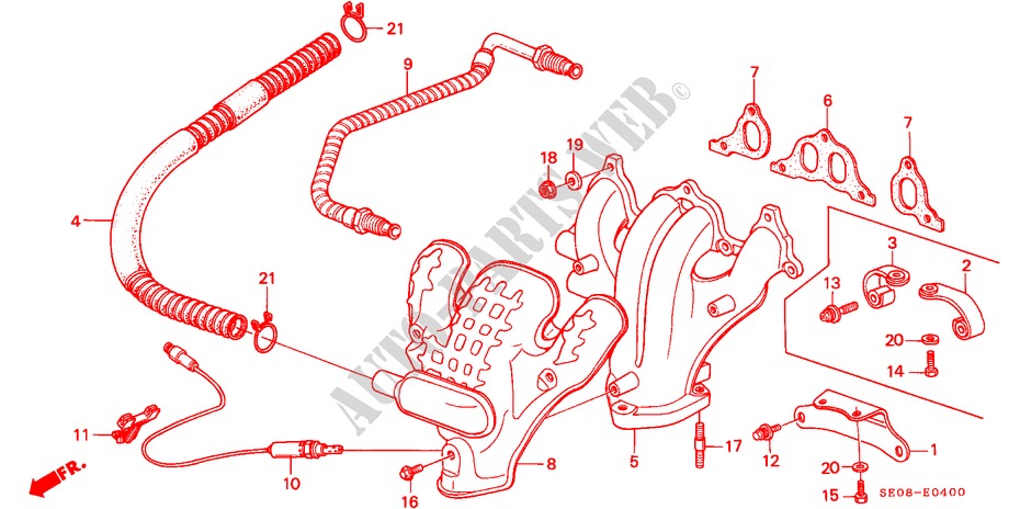 MULTIPLE DE ESCAPE(1) para Honda ACCORD EX 3 Puertas 5 velocidades manual 1988
