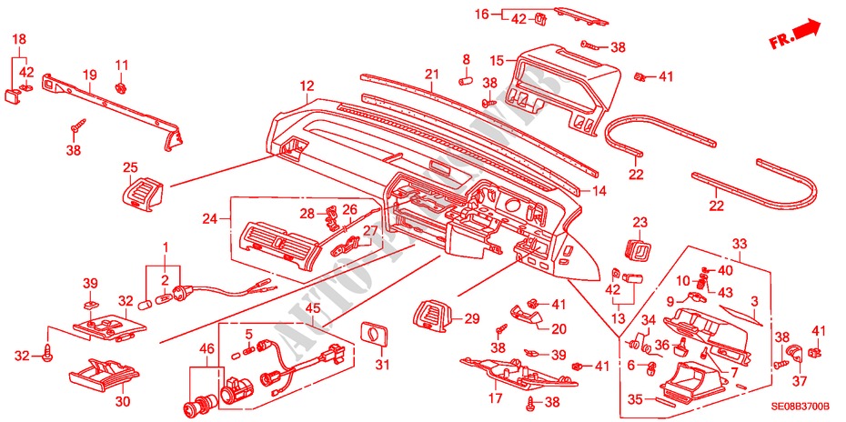 PANEL DE INSTRUMENTO(RH) para Honda ACCORD 2.0SI 4 Puertas 5 velocidades manual 1989