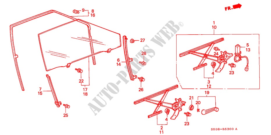 PARABRISAS DELANTERO/ REGULATOR(3D) para Honda ACCORD 2.0SI 3 Puertas 5 velocidades manual 1989