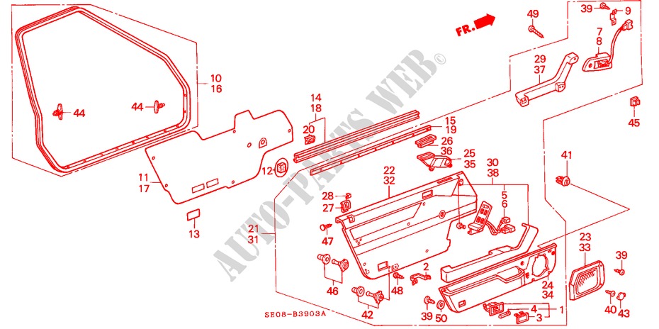 RECUBRIMIENTO DE PUERTA(4D) para Honda ACCORD EX 1600 4 Puertas 5 velocidades manual 1989