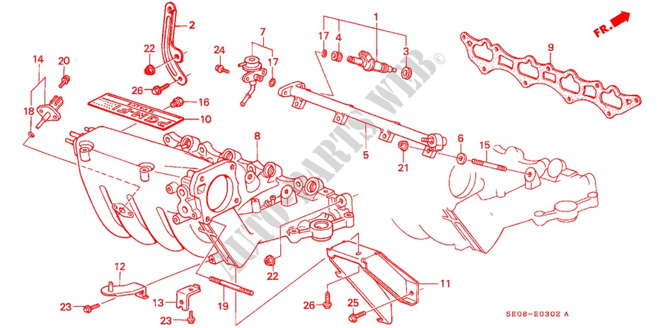 TUBERIA DE COMBUSTIBLE/MULTIPLE DE ADMISION(PGM FI) para Honda ACCORD 2.0SI 3 Puertas 5 velocidades manual 1989