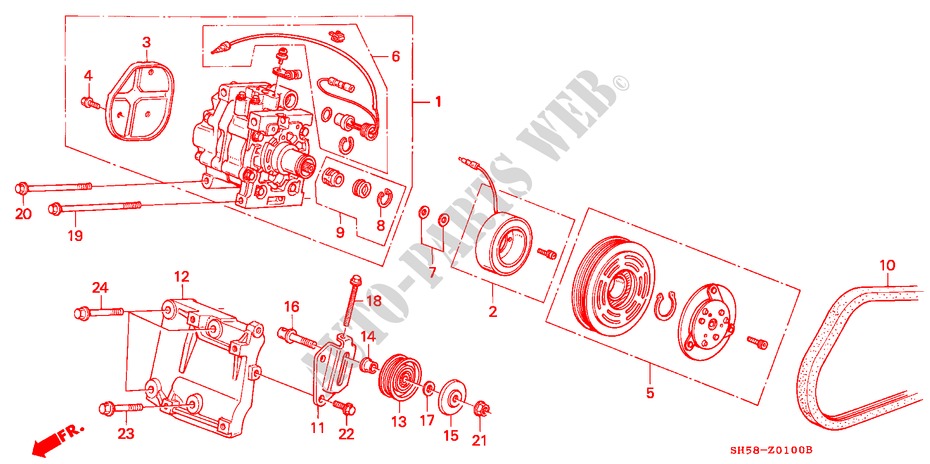 ACONDICIONADOR DE AIRE (COMPRESOR) para Honda CIVIC WAGON RTX 5 Puertas 5 velocidades manual 1988