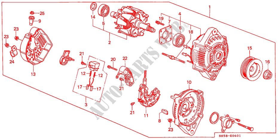 ALTERNADOR(ND) para Honda CIVIC WAGON RTX 5 Puertas 5 velocidades manual 1988