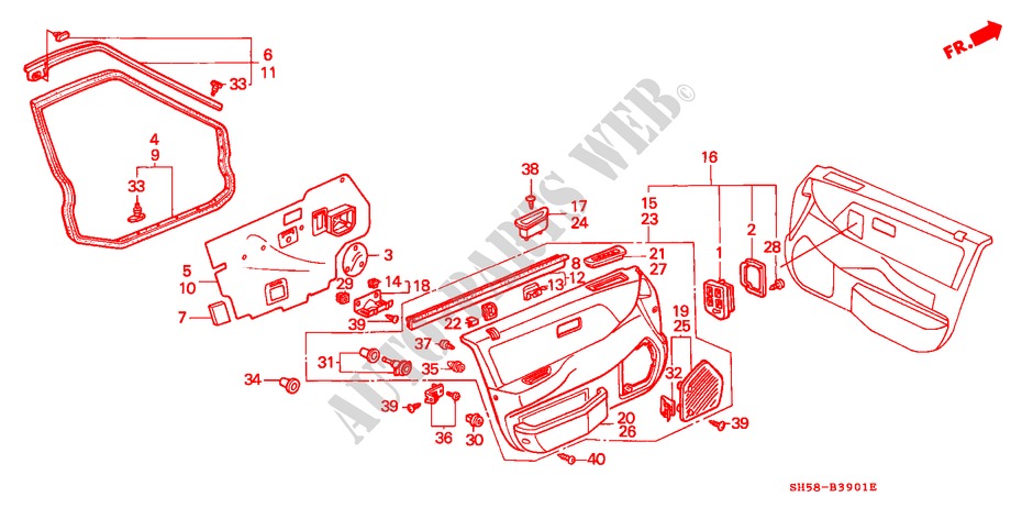 RECUBRIMIENTO DE PUERTA para Honda CIVIC WAGON RTX 5 Puertas 5 velocidades manual 1988