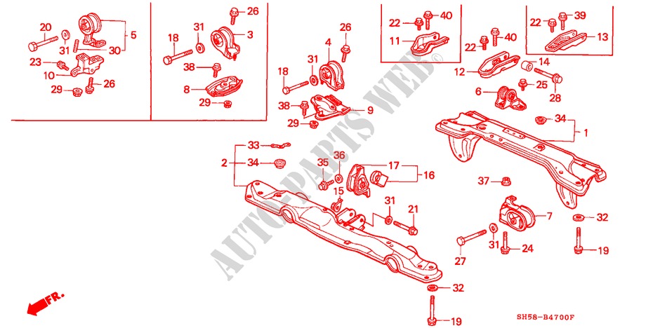 SOPORTES DE MOTOR para Honda CIVIC WAGON RTX 5 Puertas 5 velocidades manual 1989