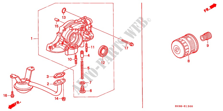 BOMBA DE ACEITE/COLADOR DE ACEITE para Honda CIVIC SHUTTLE 55X 5 Puertas 5 velocidades manual 1995