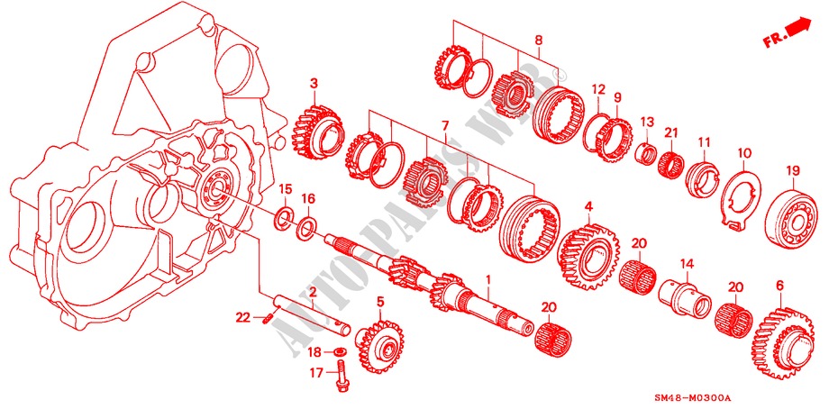 EJE PRINCIPAL/ENGRANAJE para Honda ACCORD LX 4 Puertas 5 velocidades manual 1992