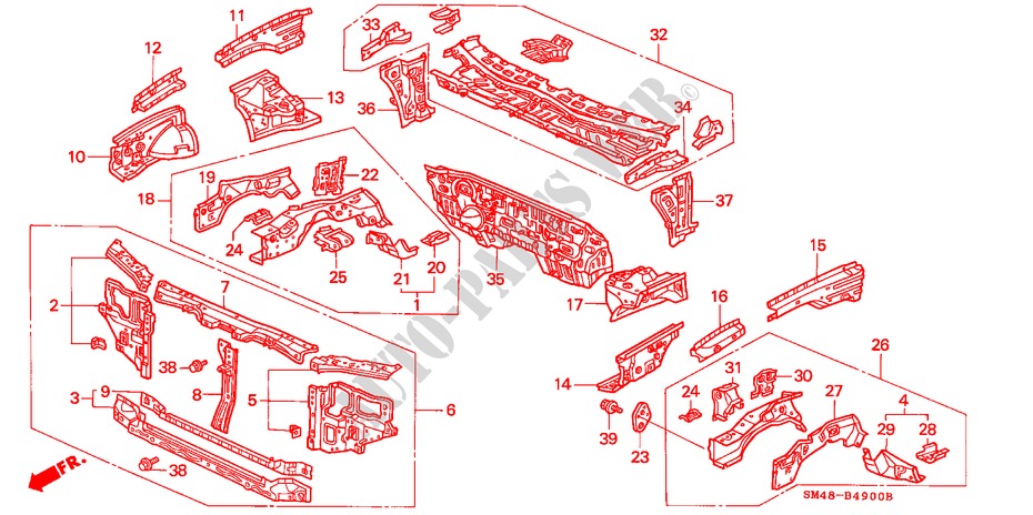 ESTRUCTURA DE CUERPO(1) para Honda ACCORD LXI 4 Puertas 5 velocidades manual 1993