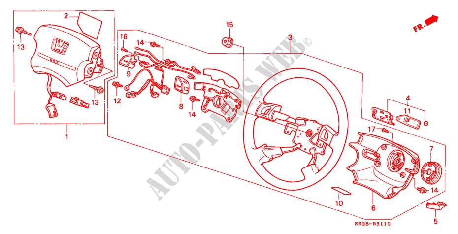 VOLANTE DE DIRECCION(SRS) (1) para Honda CIVIC CRX SIR 2 Puertas 5 velocidades manual 1995