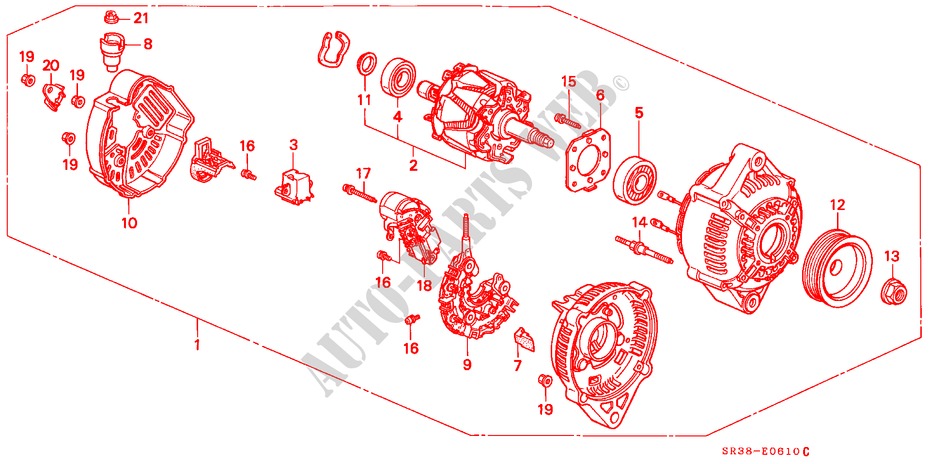 ALTERNADOR(DENSO) (1) para Honda CIVIC EX 3 Puertas 5 velocidades manual 1993