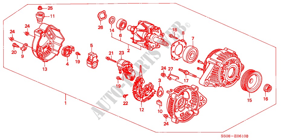ALTERNADOR(DENSO) para Honda PRELUDE SI 2 Puertas 5 velocidades manual 1996