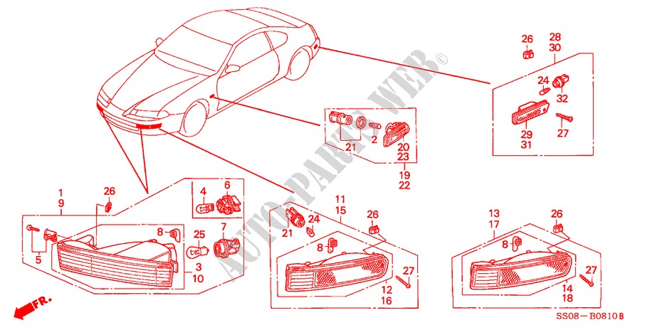 LUZ DE COMBINACION para Honda PRELUDE SI 2 Puertas 5 velocidades manual 1996