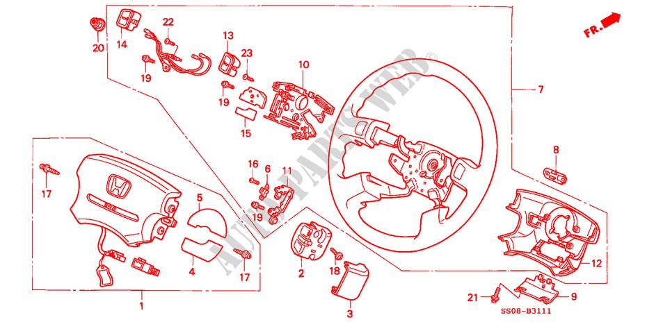 VOLANTE DE DIRECCION(4)(SRS) para Honda PRELUDE SI 2 Puertas 5 velocidades manual 1996